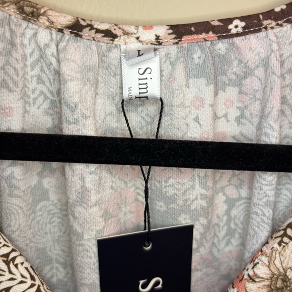 NWT SimpleFun Women’s Boho Floral V Neck Long-seeve Summer Blouse Size L - Picture 6 of 10